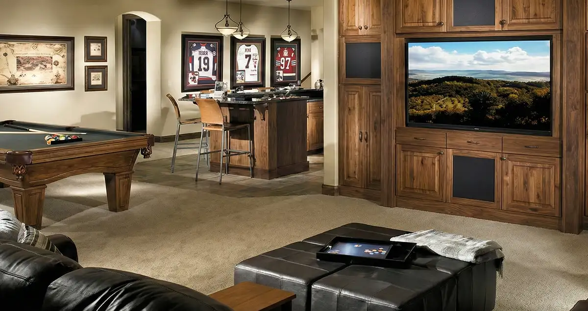 finished basement remodeling project transforming a basement into a comfortable living space in Salt Lake City, UT