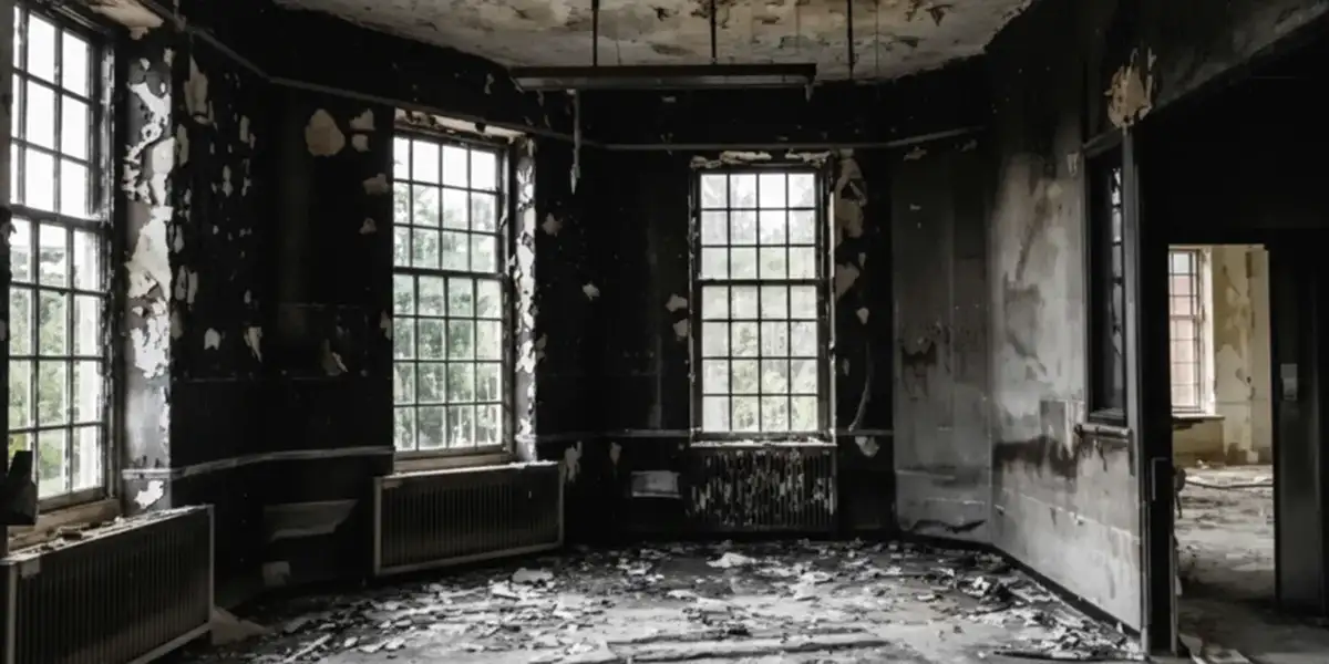 fire damage repair addressing severe interior damage and smoke residue inside a burned home in Salt Lake City, UT