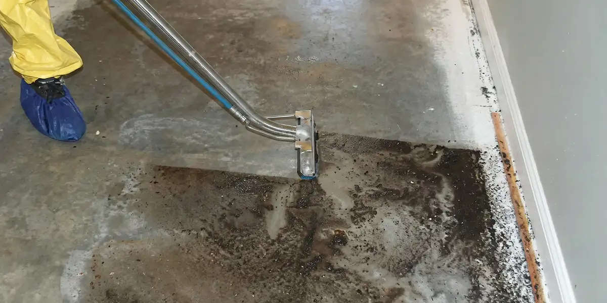 sewage removal technicians extracting contaminated wastewater from a residential floor in Salt Lake City, UT