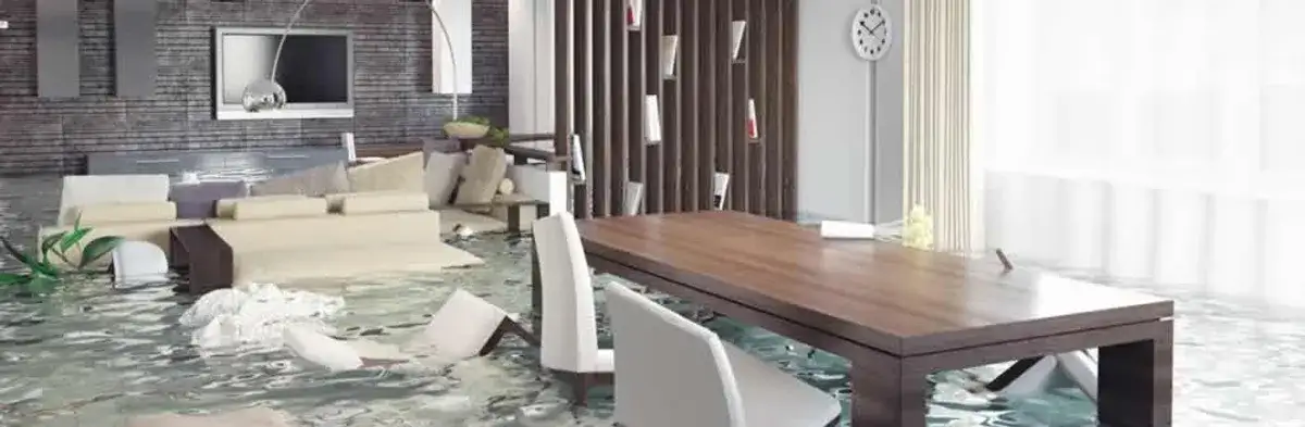 home interior affected by water damage with flooded floors and displaced furniture in Salt Lake City, UT