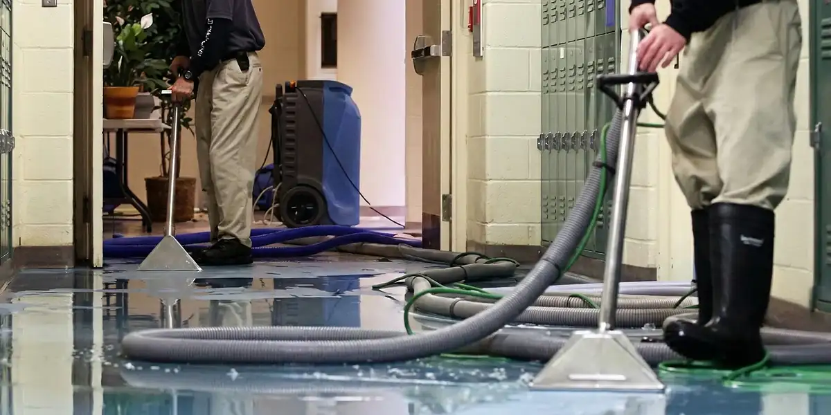 water damage restoration technicians performing professional water extraction inside a property in Salt Lake City, UT